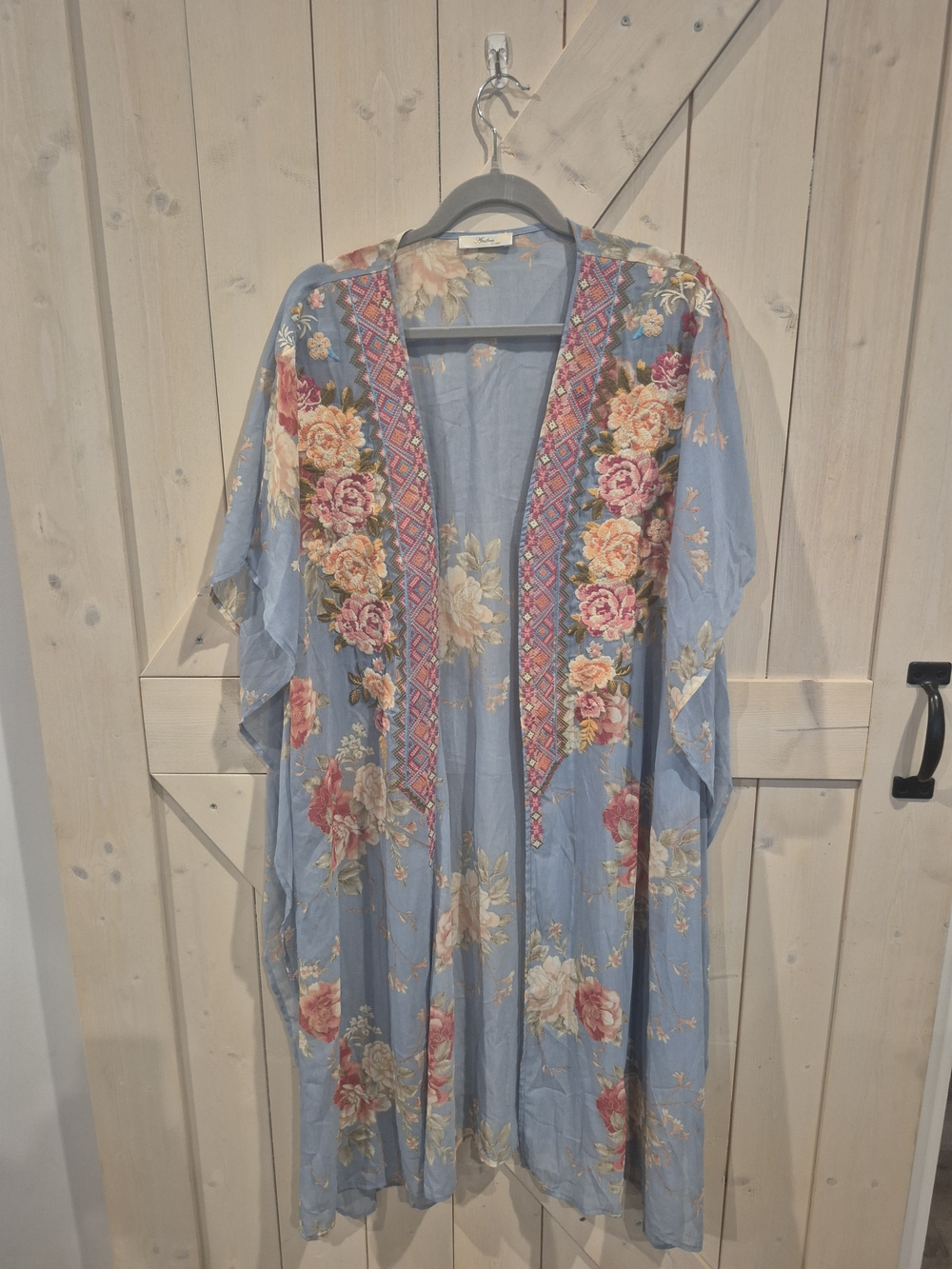 Andre By Unit Embroidered Kimono Size Large Short Sleeve